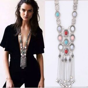 Boho Style Long Tassel Statement Necklace